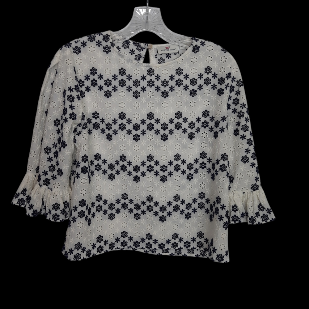 Vineyard Vines Preppy Coastal Chic Cottagecore Nautical Inspired Feminine Blouse